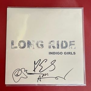 Indigo Girls Long Ride/Look Long  7” Vinyl Record SIGNED Turquoise